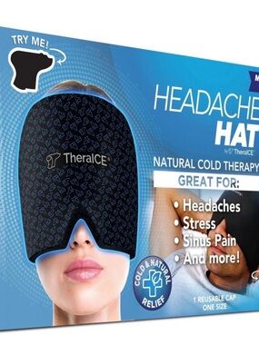 TheraICE Headache Hat - Black/Blue Cold Therapy Eye Mask